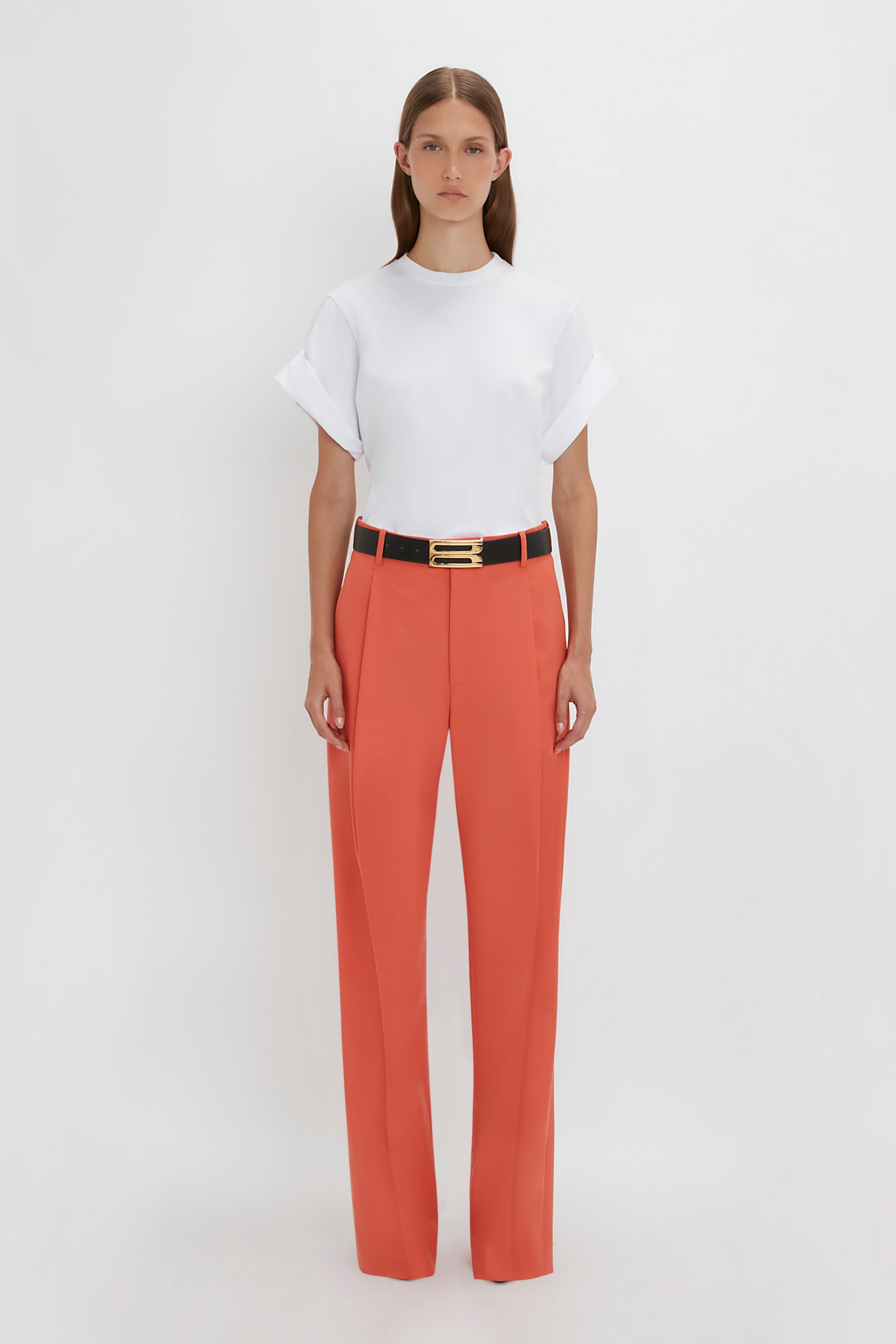 Single Pleat Trouser In Papaya - 2