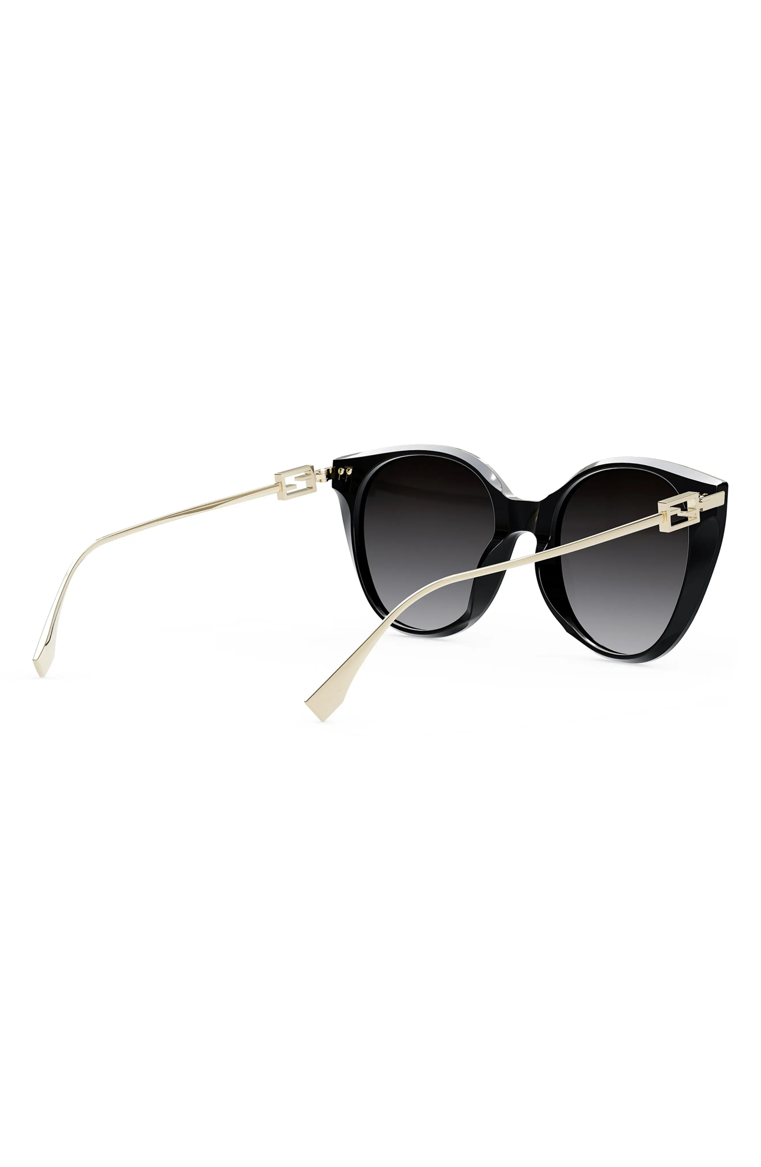 The Fendi Baguette 54mm Round Sunglasses in Shiny Black /Smoke Polarized - 7