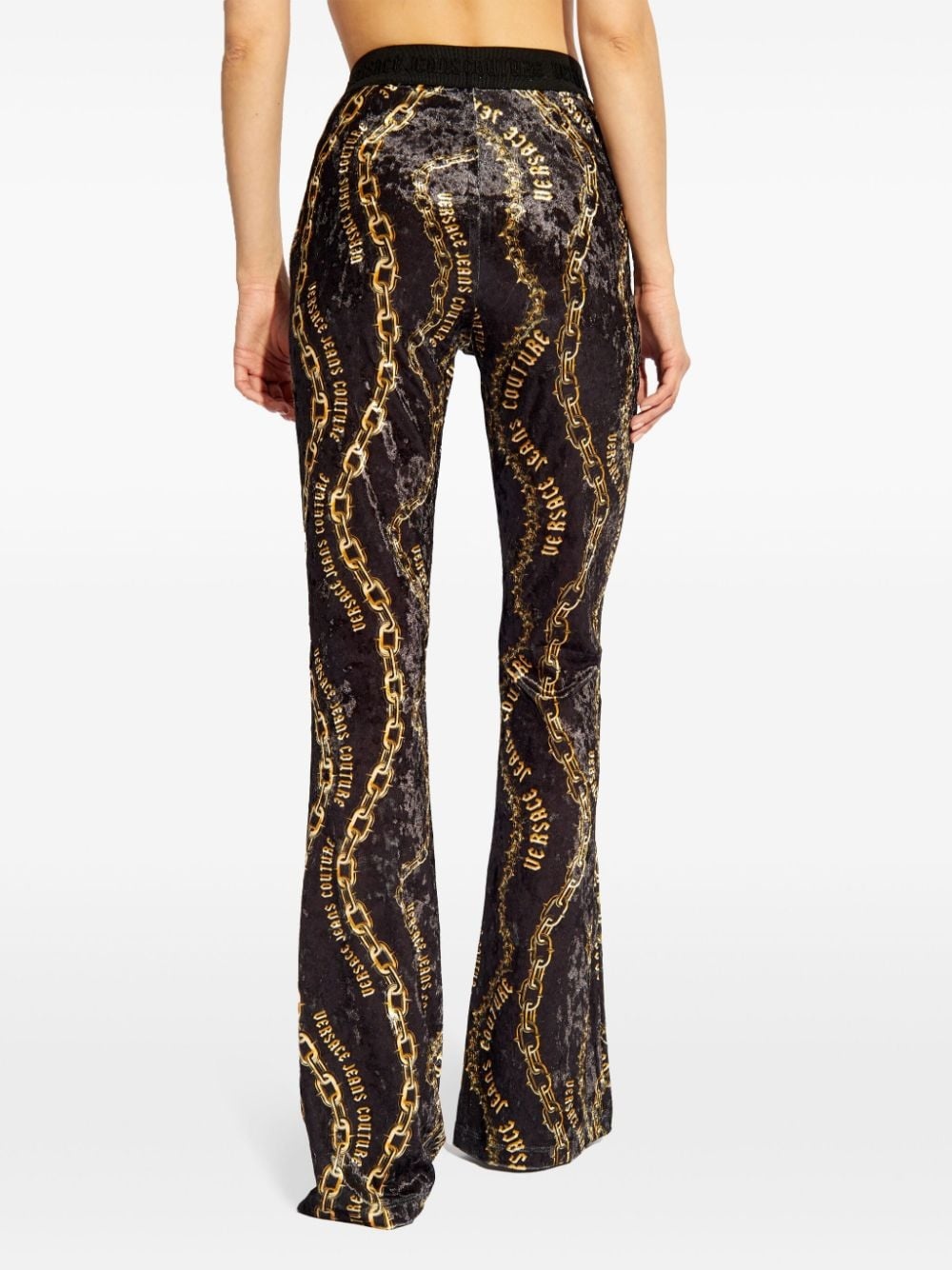 chain-print flared leggings - 4