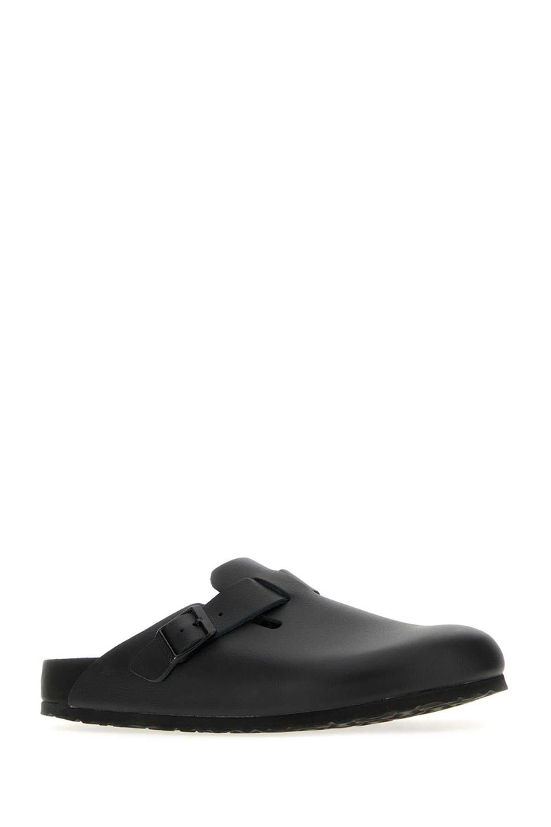 BIRKENSTOCK Black Leather Boston Slippers Exquisite outlook