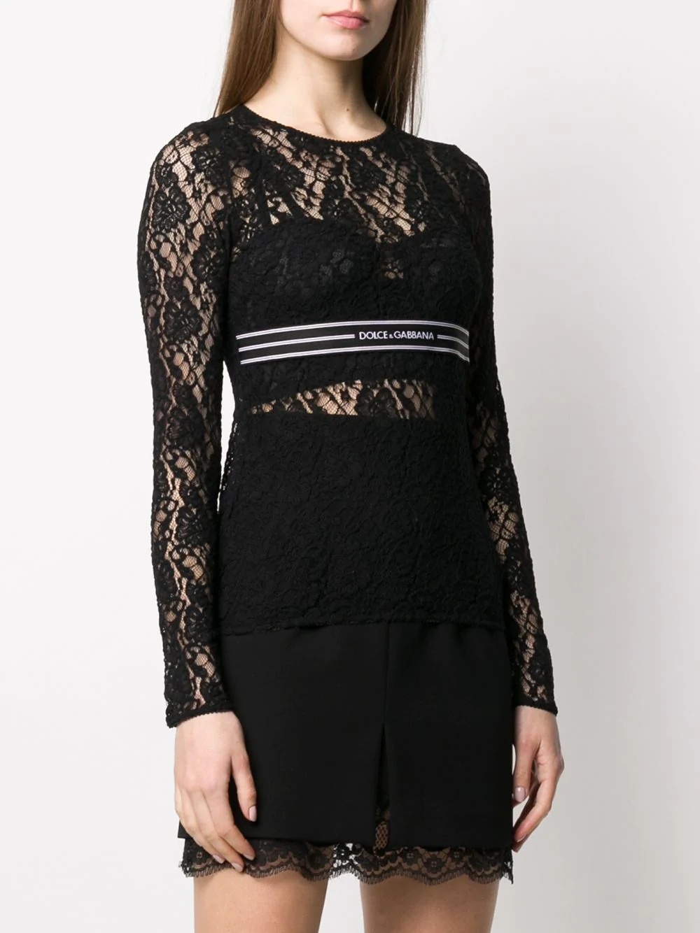 long-sleeved lace top - 3