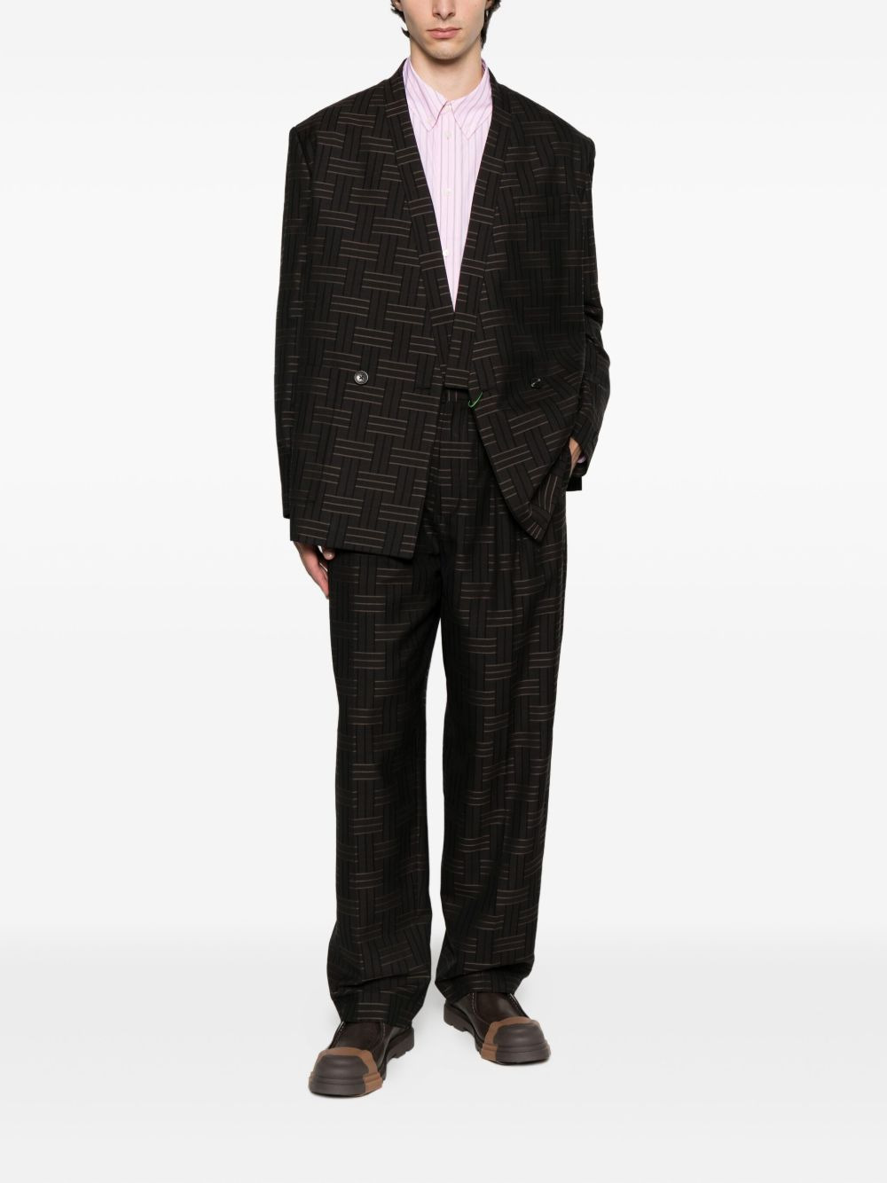 double-breasted patterned blazer - 2