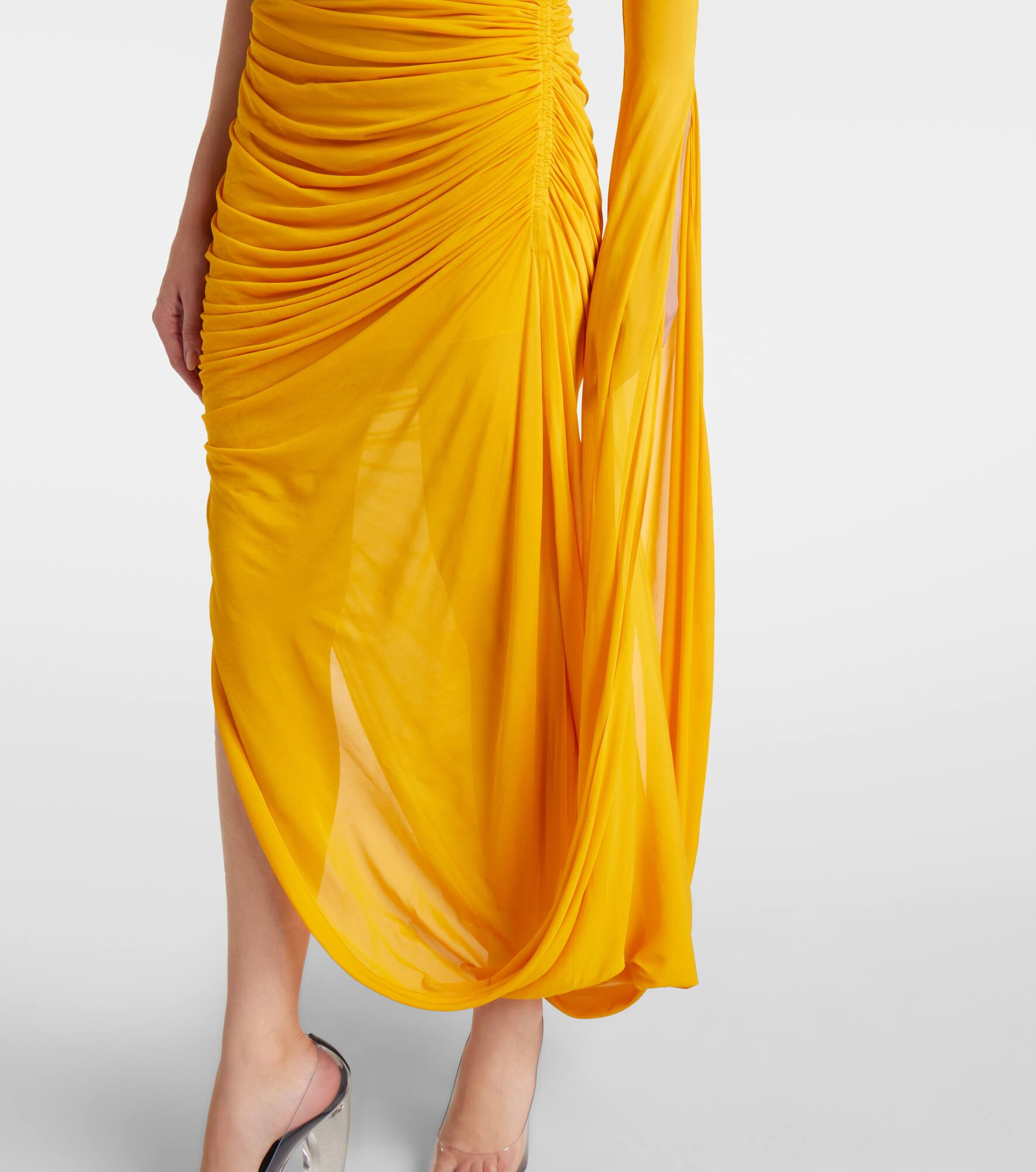 Draped one-shoulder jersey maxi dress - 5