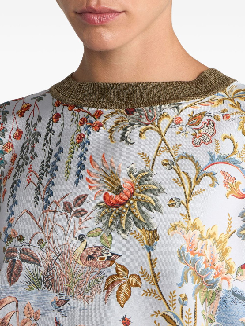 floral-print inserted knit top 4