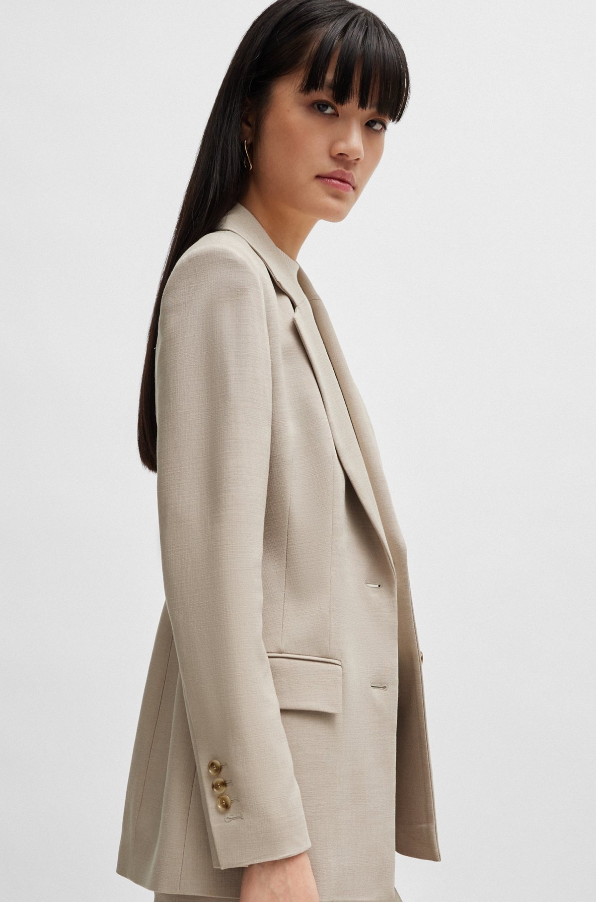 SINGLE-BREASTED JACKET IN STRETCH FABRIC - 6