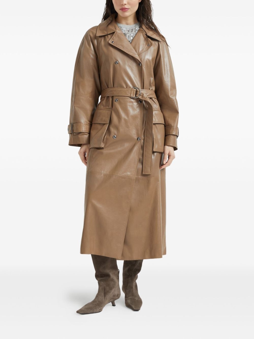 leather trench coat - 2