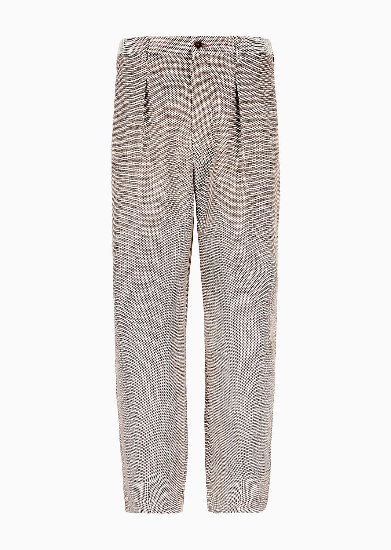 Jacquard wool, silk and linen single-darted trousers - 1
