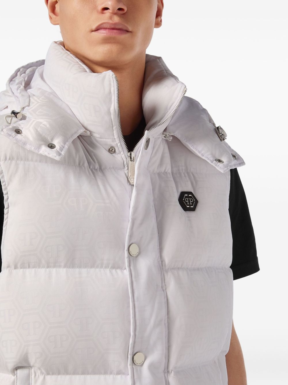 monogram quilted gilet - 5