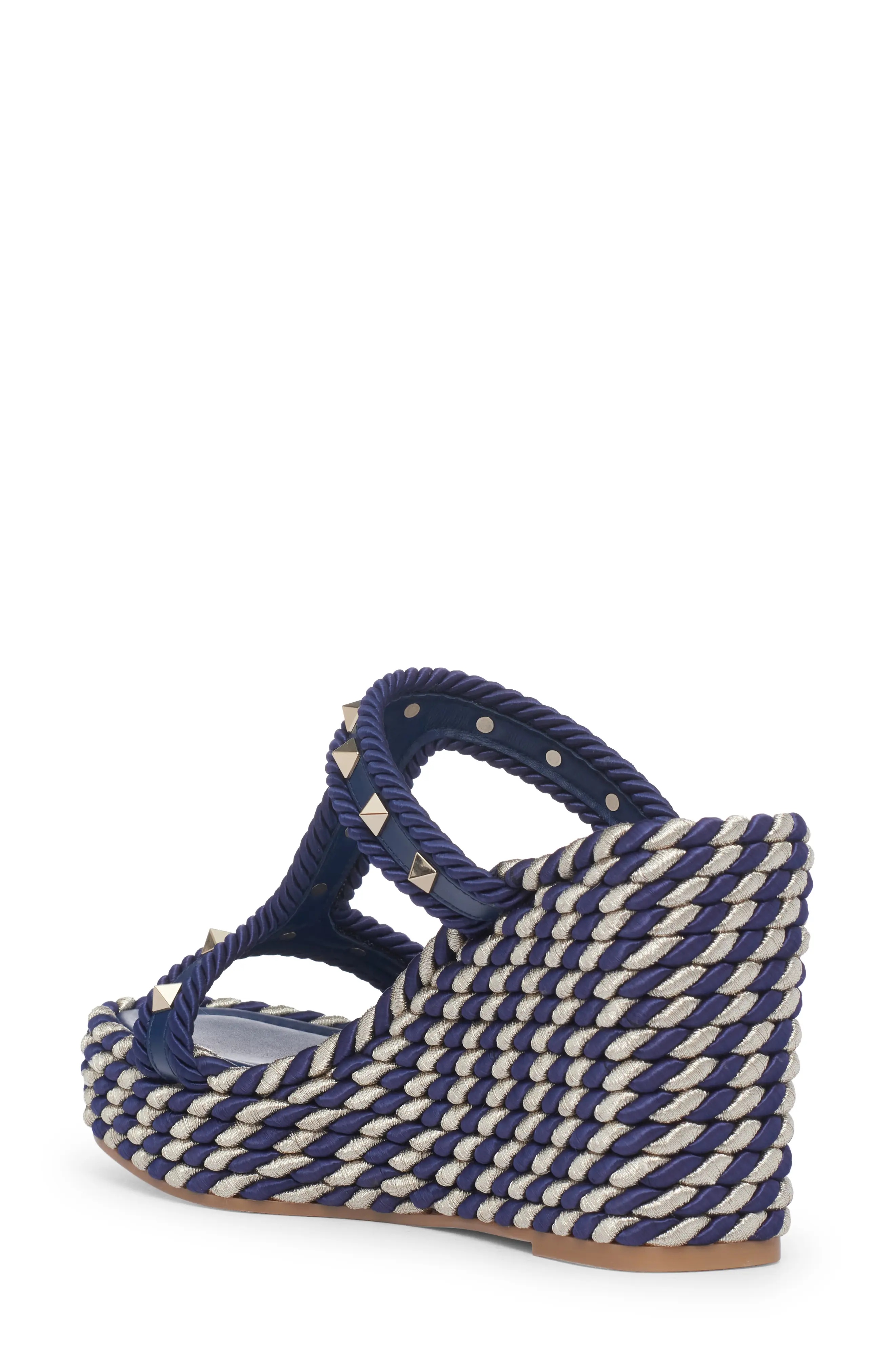 Rockstud Wedge Espadrille Sandal in Blue/White - 2