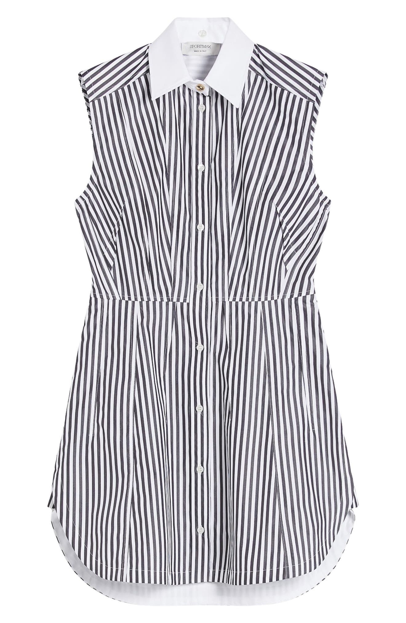 SPORTMAX Stripe Cotton Poplin Shirtdress in Black at Nordstrom - 3