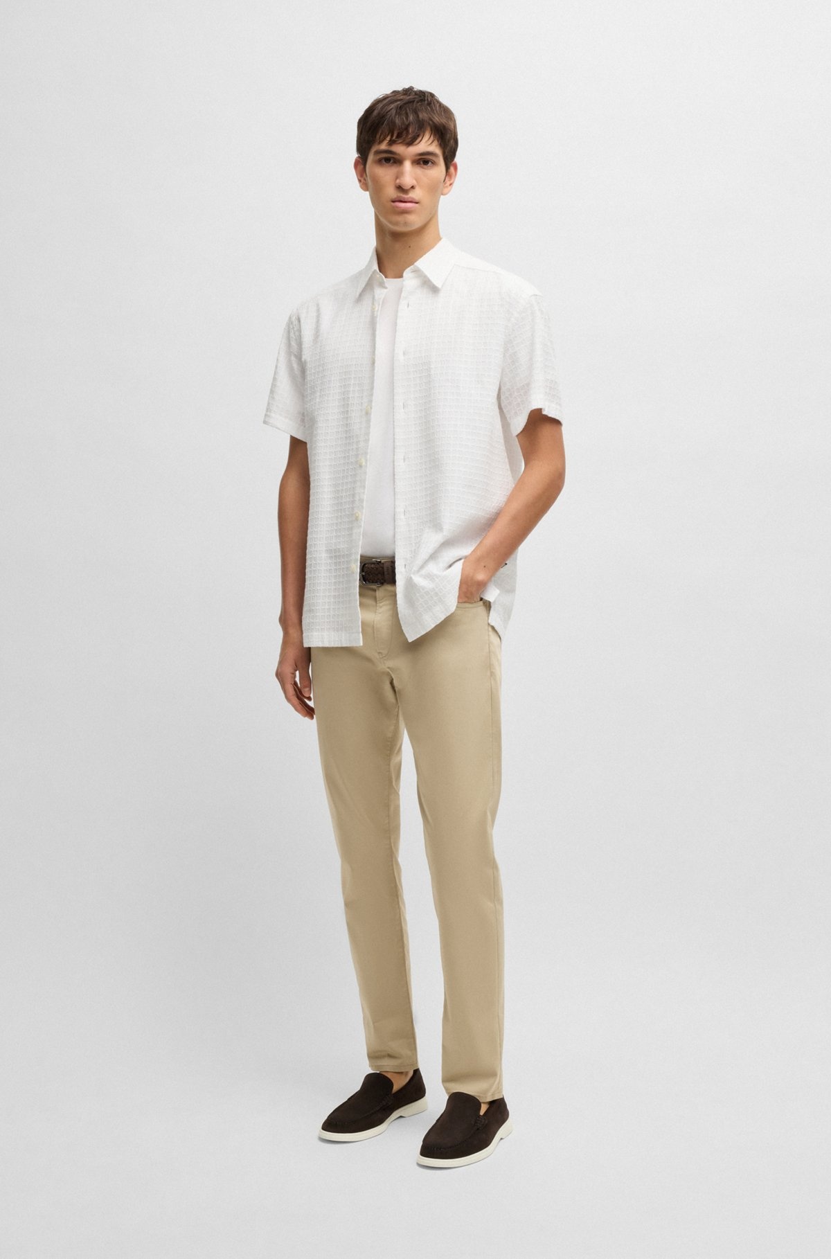 RELAXED-FIT SHIRT IN WAFFLE-STRUCTURED COTTON - 4