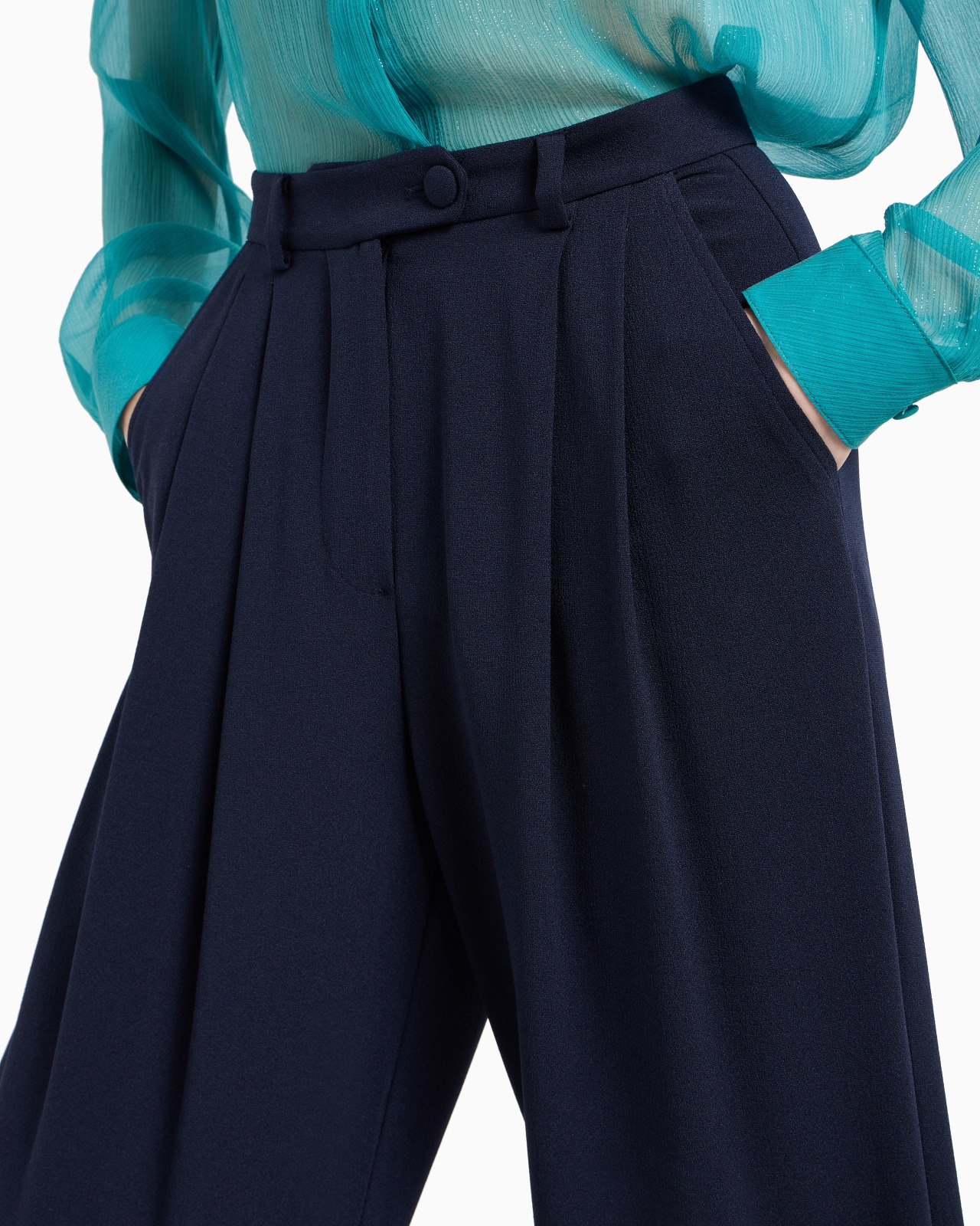 Sablé stretch fabric trousers with pleats - 5