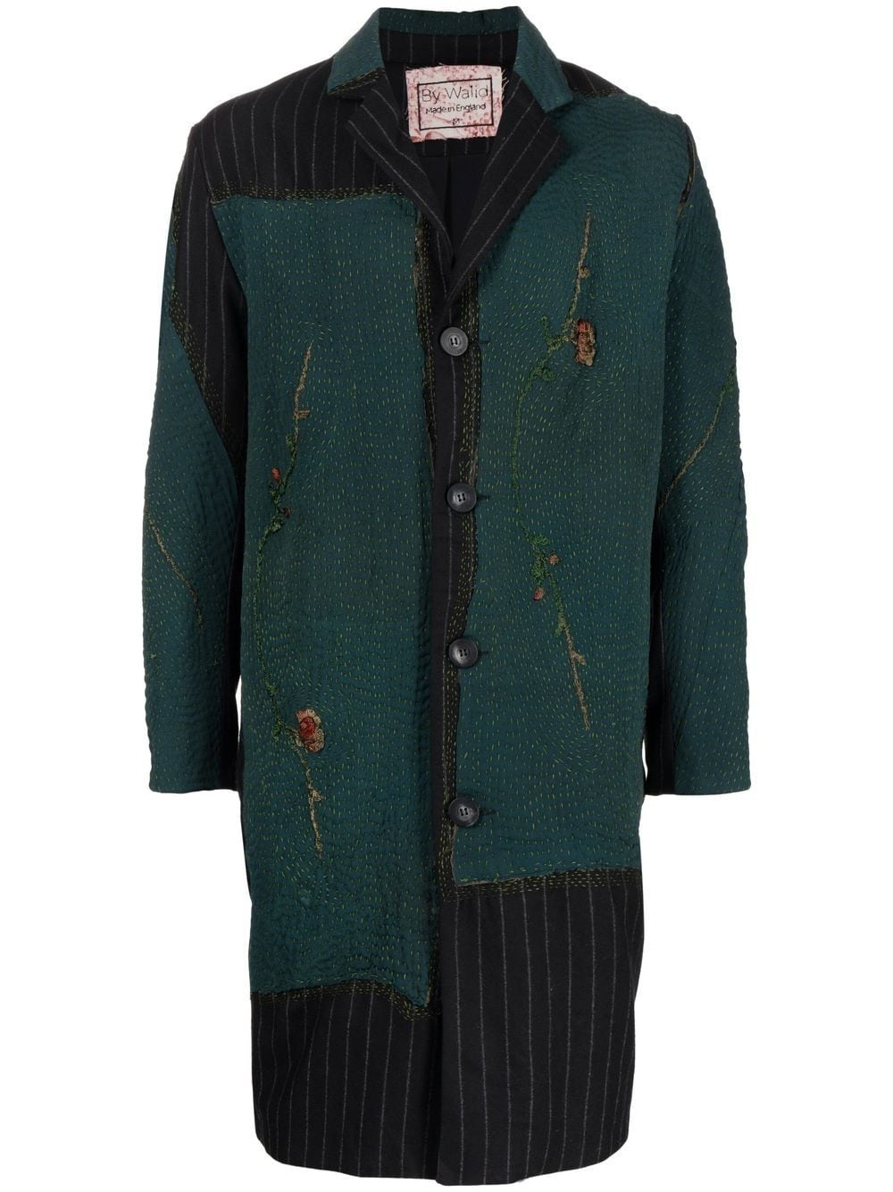 Gil floral-embroidered pinstripe coat - 1