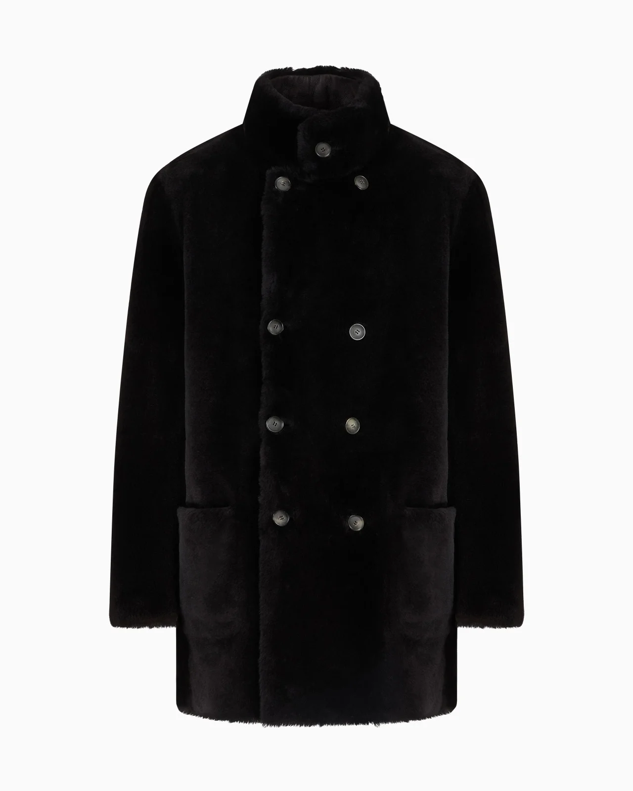 Reversible, double-breasted sheepskin pea coat - 1