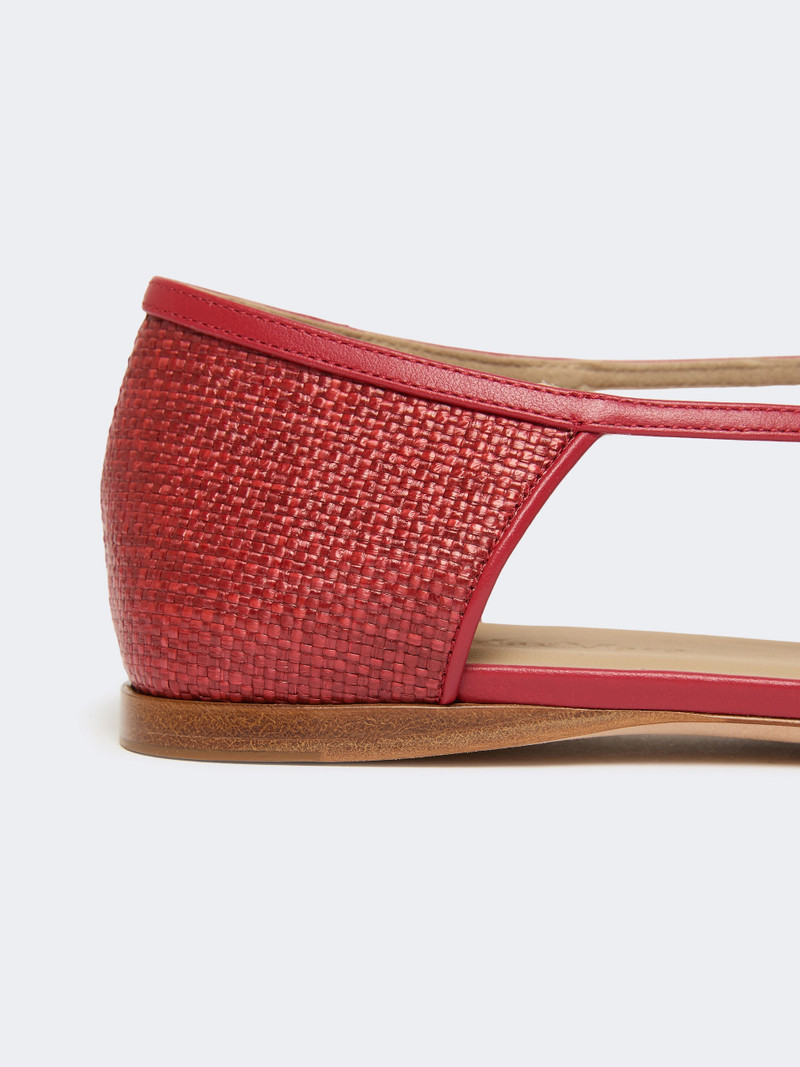 VOLPINO Raffia-look basketweave ballet flats - RED 4