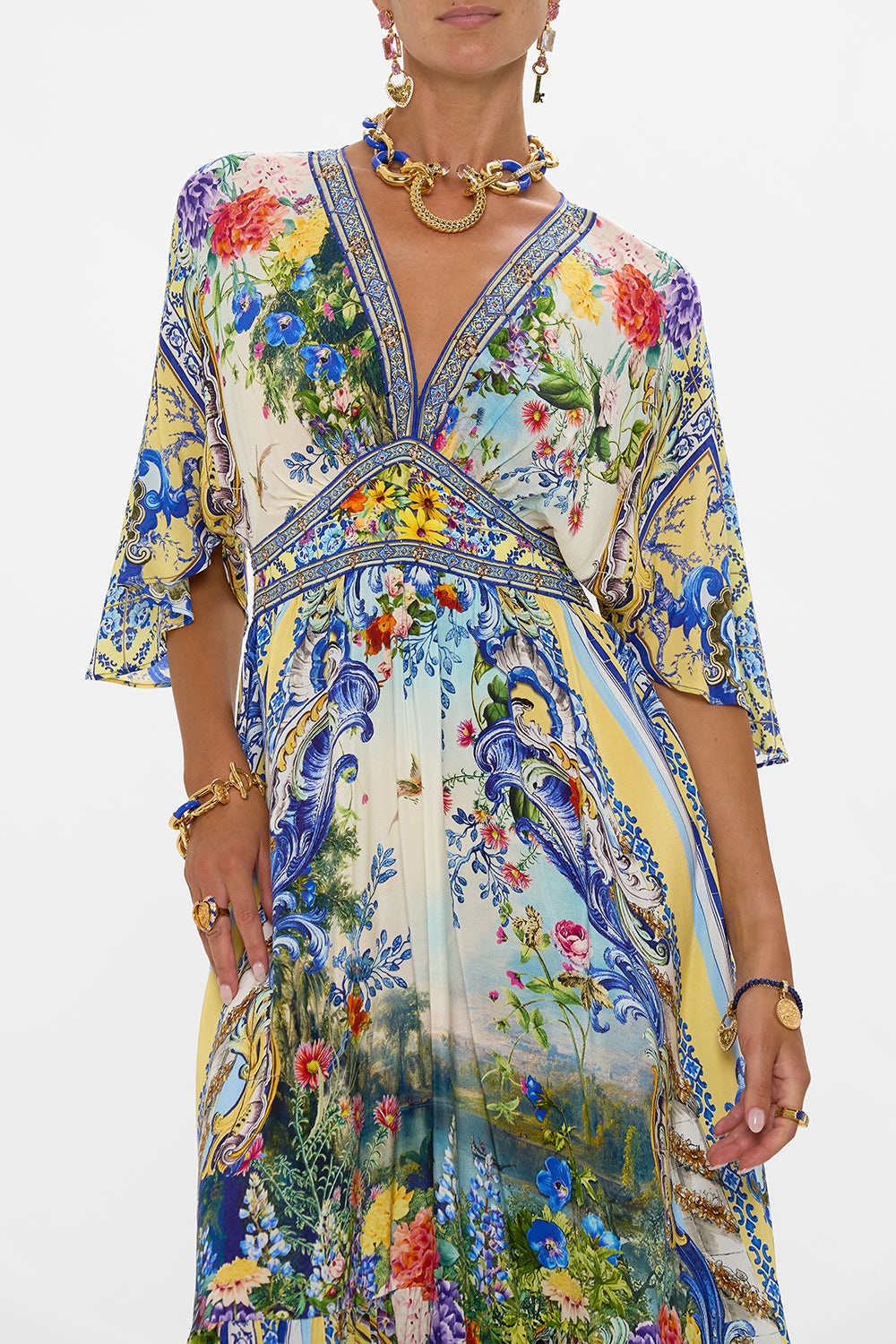WAISTED DRESS WITH HEM RUFFLE - 5