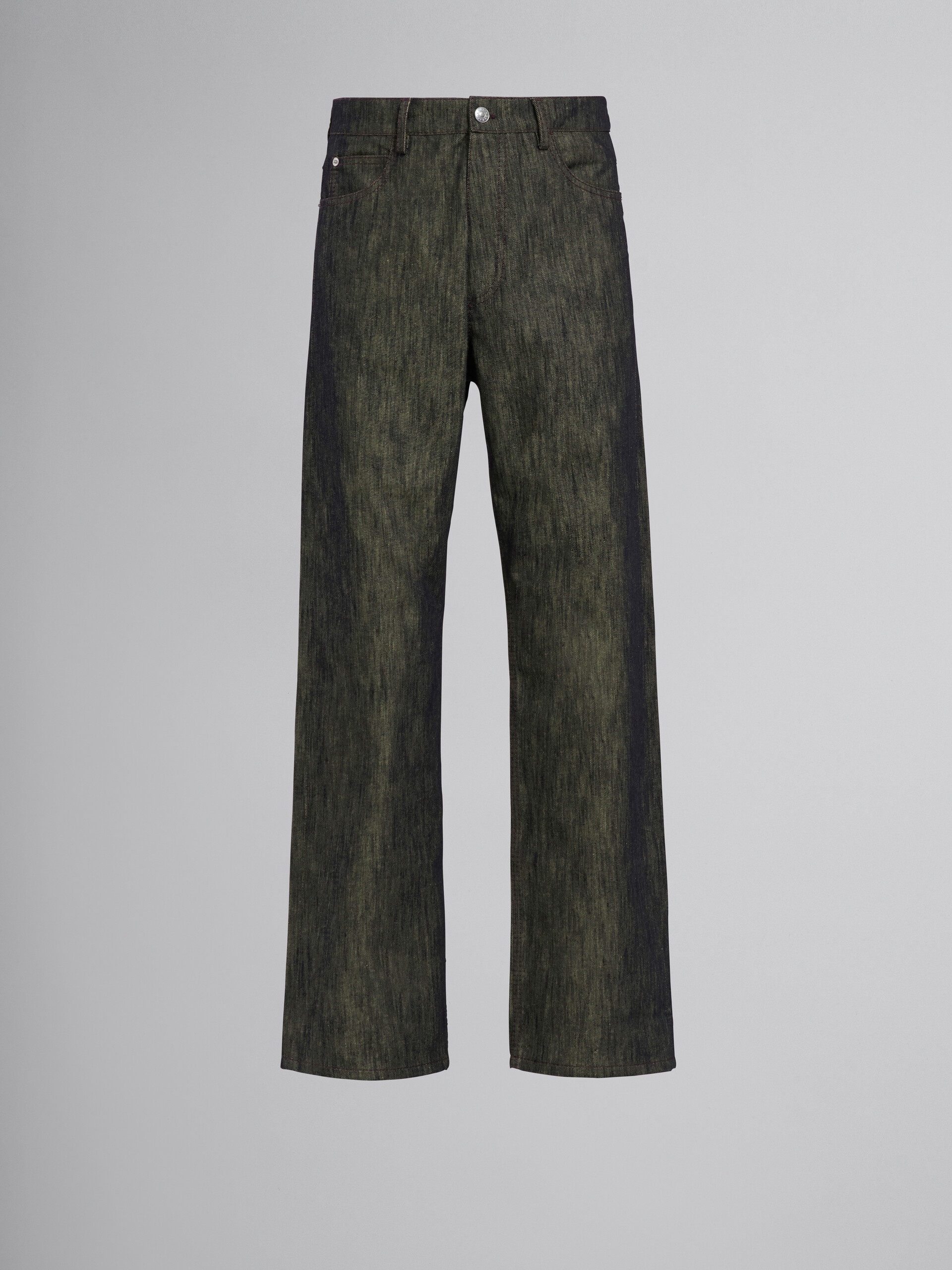 BLUE AND YELLOW-WEAVE DENIM PANTS - 1