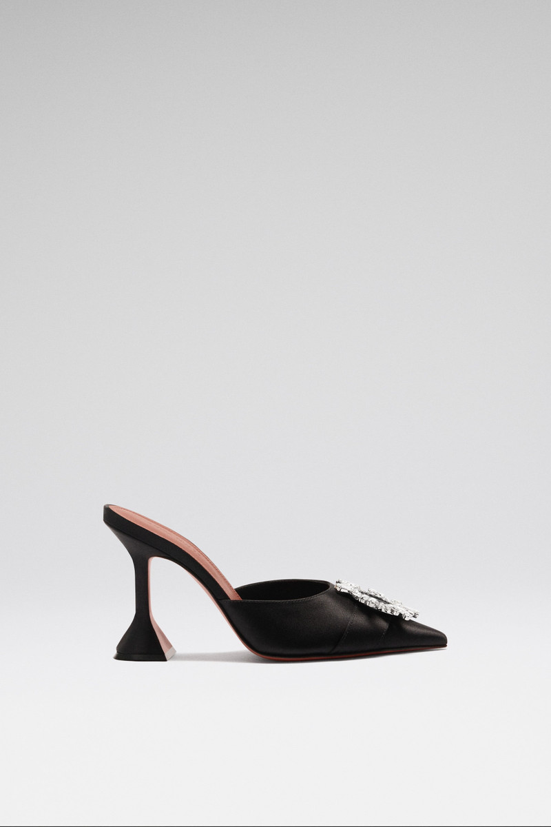BEGUM MULE BLACK SATIN 1