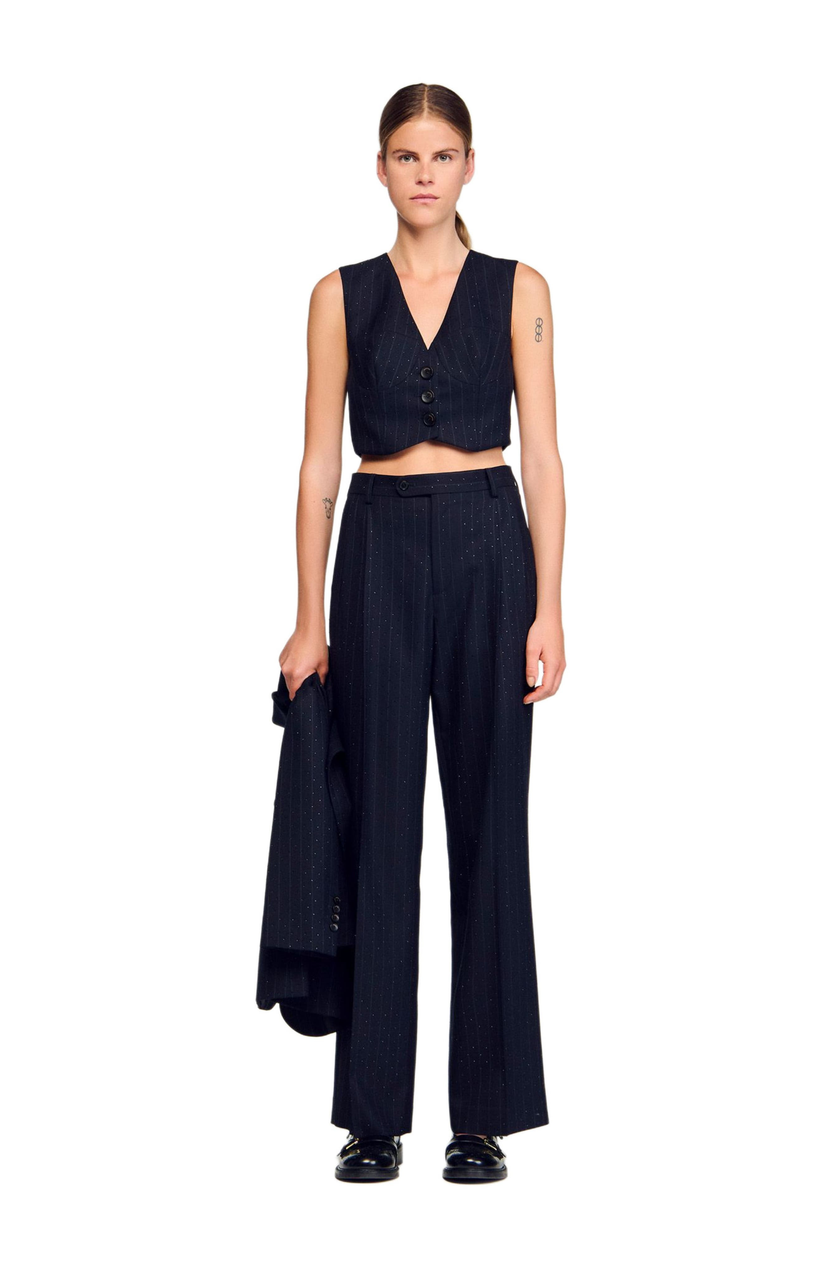 SANDRO Striped rhinestone jacket in Navy Blue at Nordstrom - 6
