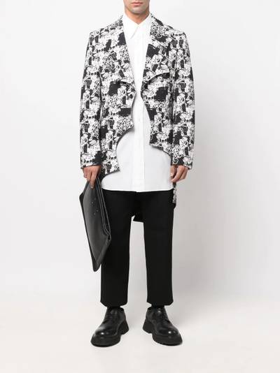 Comme des Garçons Homme Plus asymmetric-hem printed jacket outlook