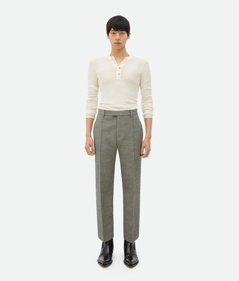 Curved Shape Wool Trousers 1