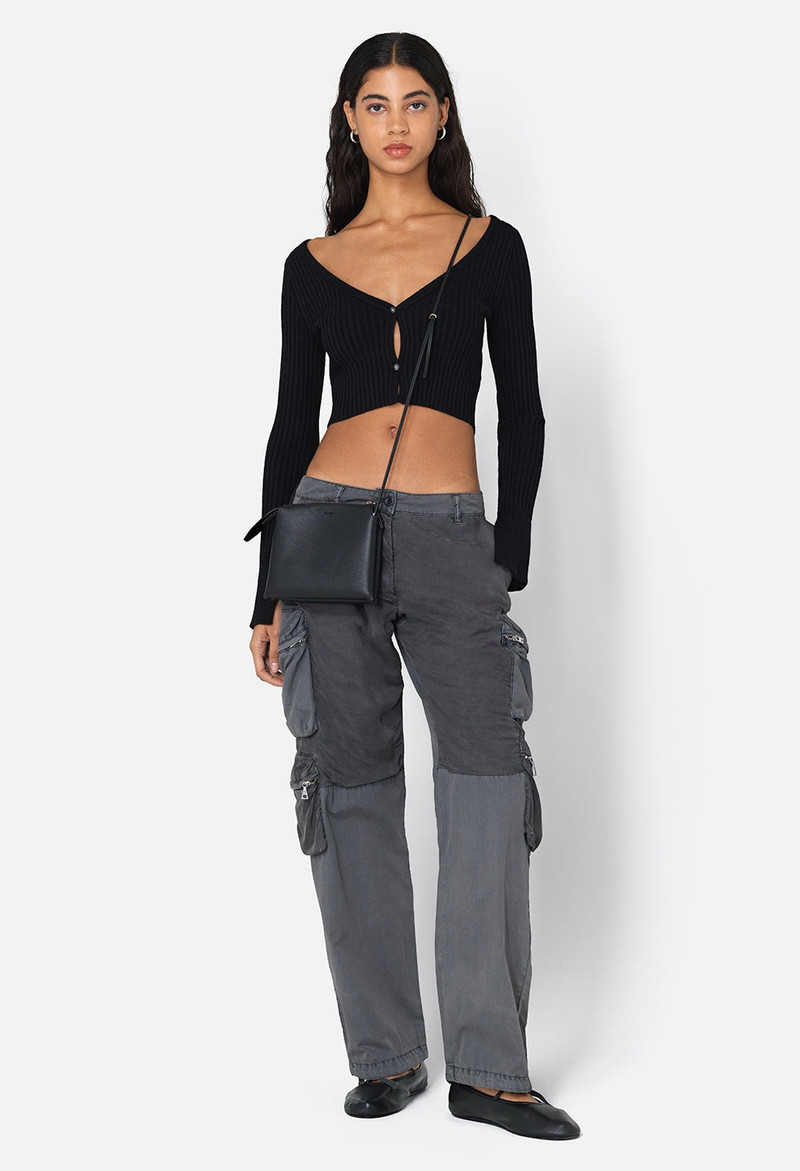 John Elliott PIPER SILK RIB CROPPED CARDIGAN outlook