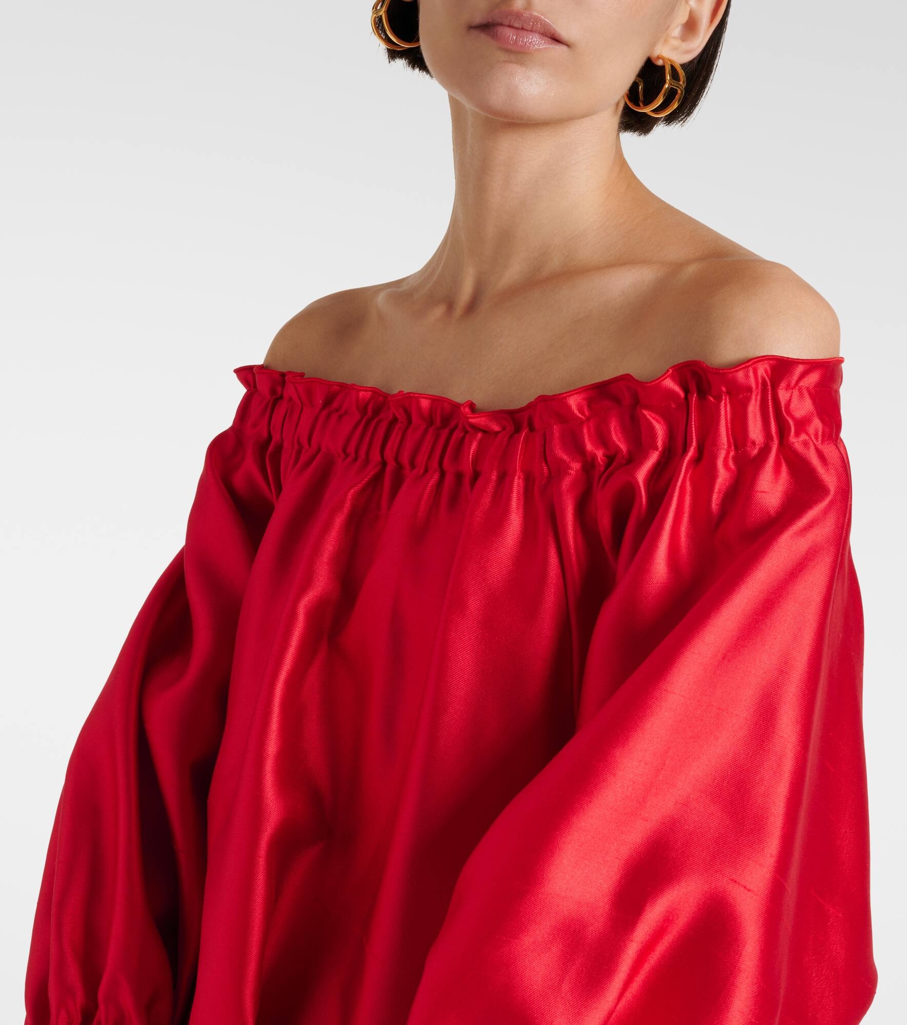 Lepre off-shoulder silk and cotton minidress - 4