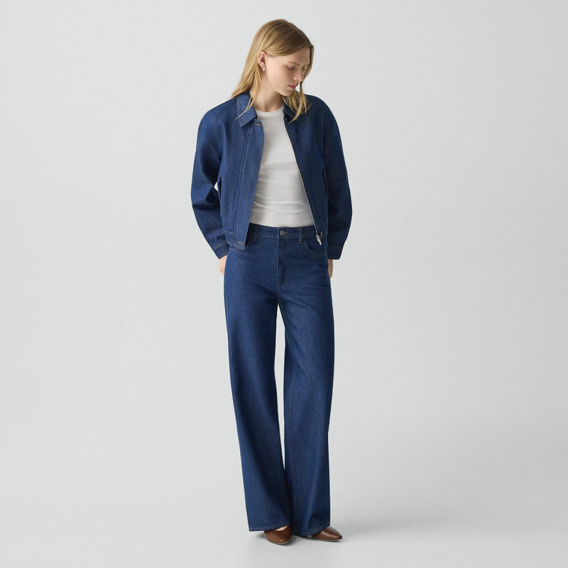 Theory Cropped Track Jacket in Relaxed Denim outlook