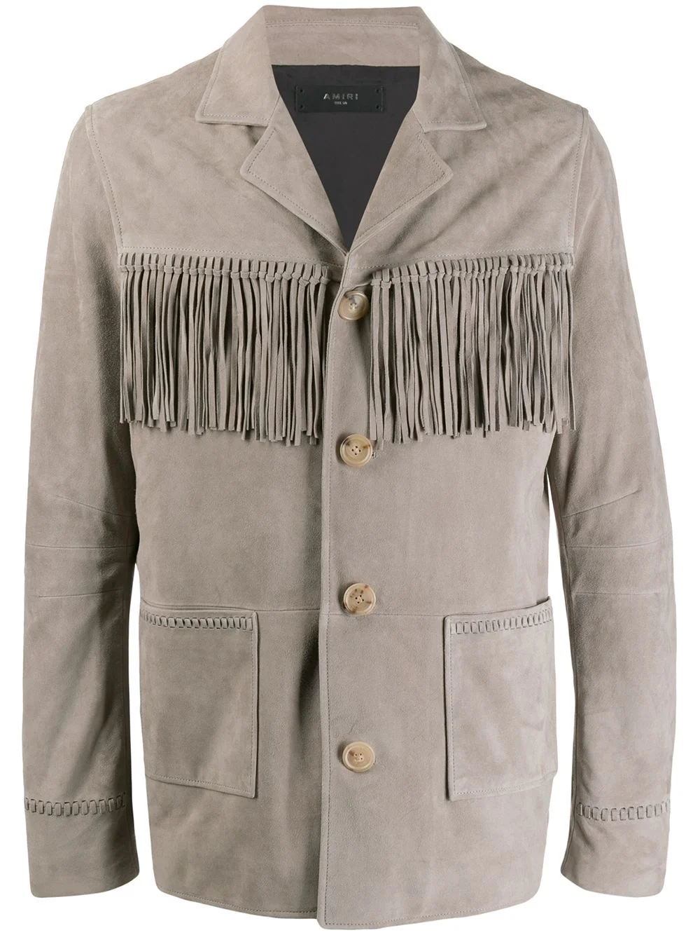 textured fringe shirt jacket - 1