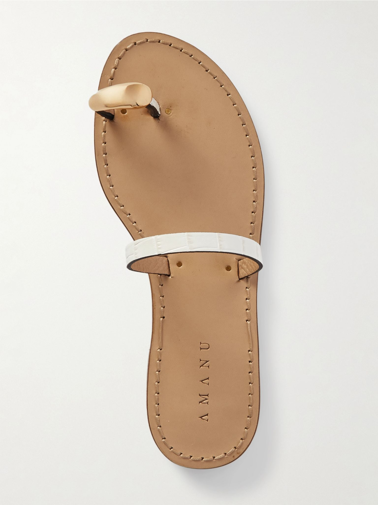 The Kibera embellished croc-effect leather sandals Cream - 5