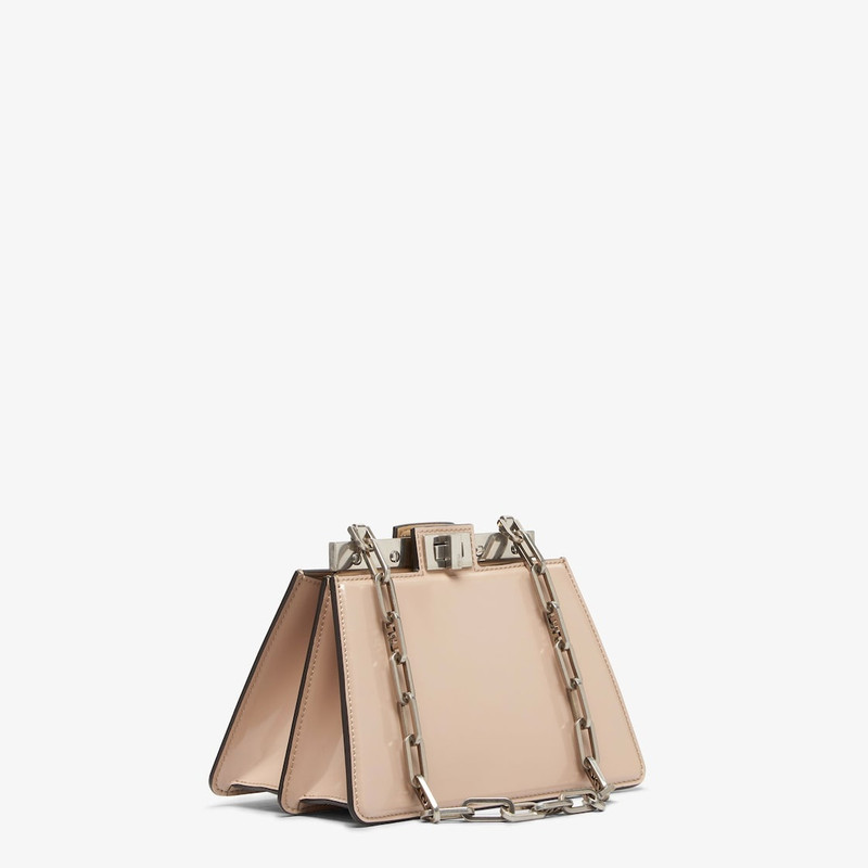 Mini Peekaboo Cut bag made of glossy beige leather. A new evolution of the iconic Peekaboo ISeeU, it 2