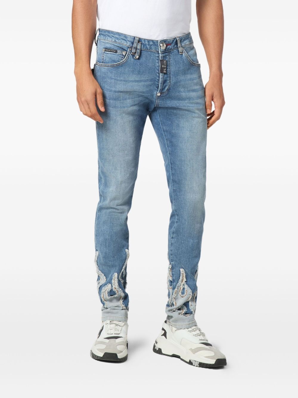 flame-appliqué jeans - 3