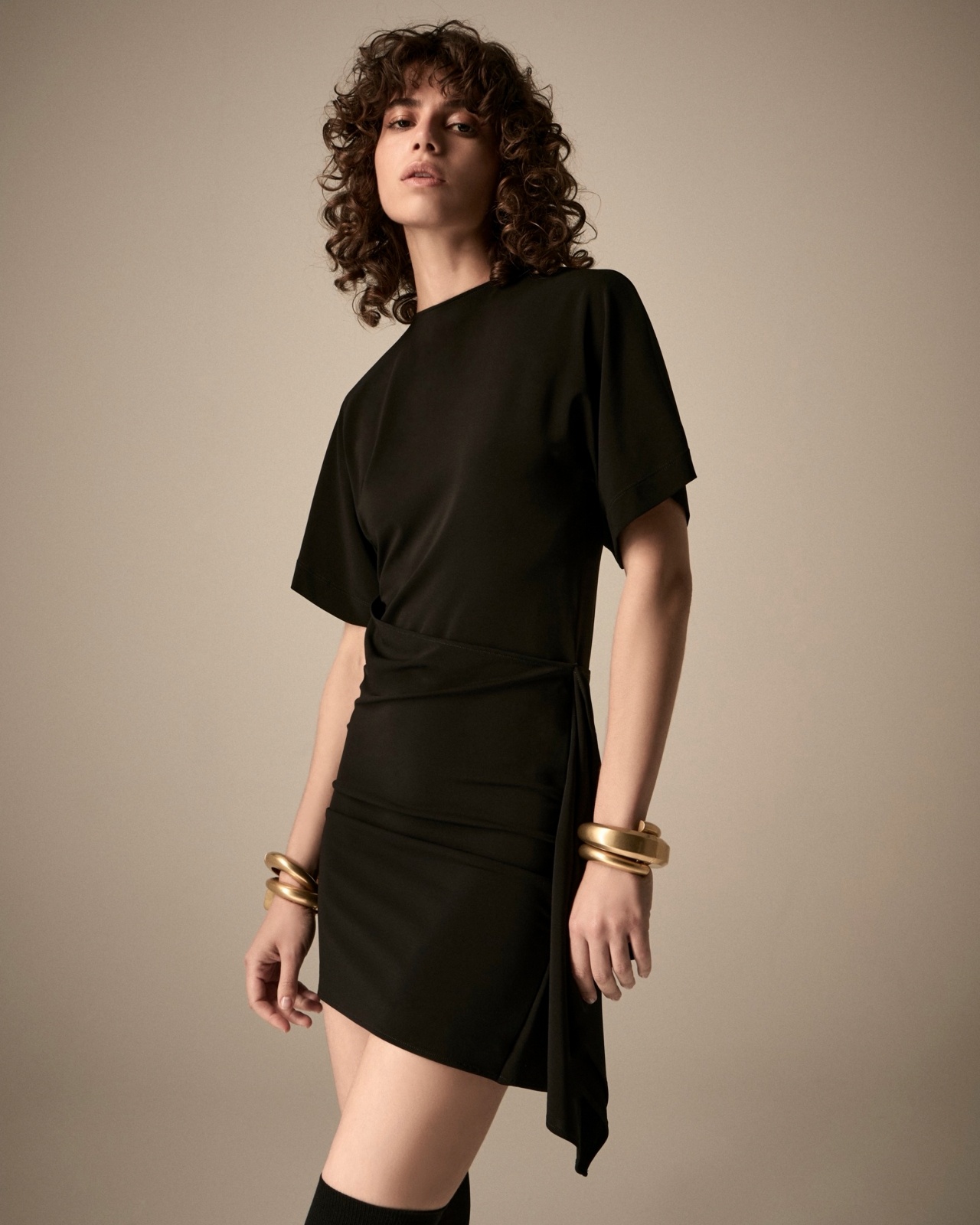 DAWN TO DUSK STRETCH-JERSEY DRESS WITH FLOUNCE - 6