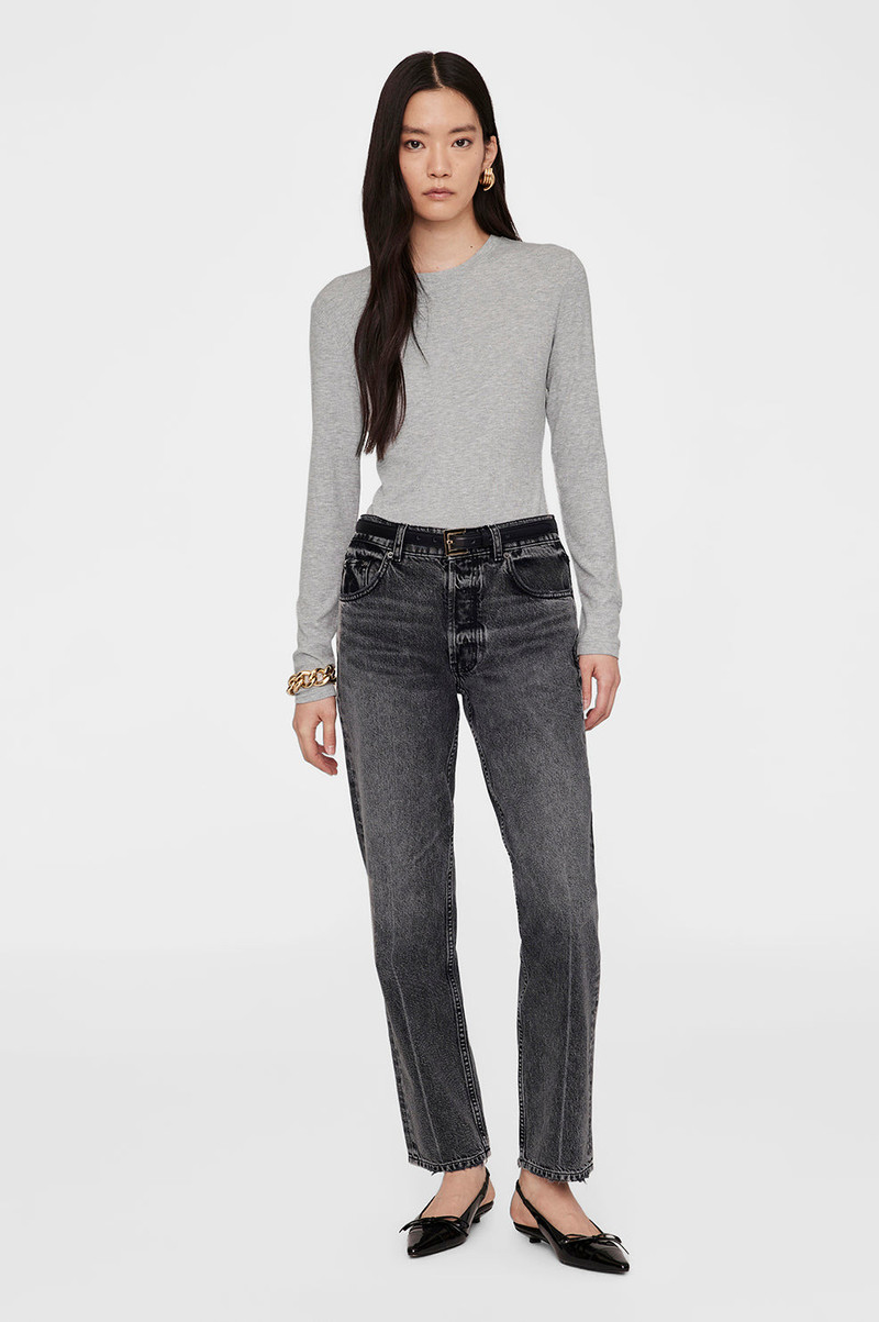 ANINE BING Jo Long Sleeve Tee - Heather Grey outlook