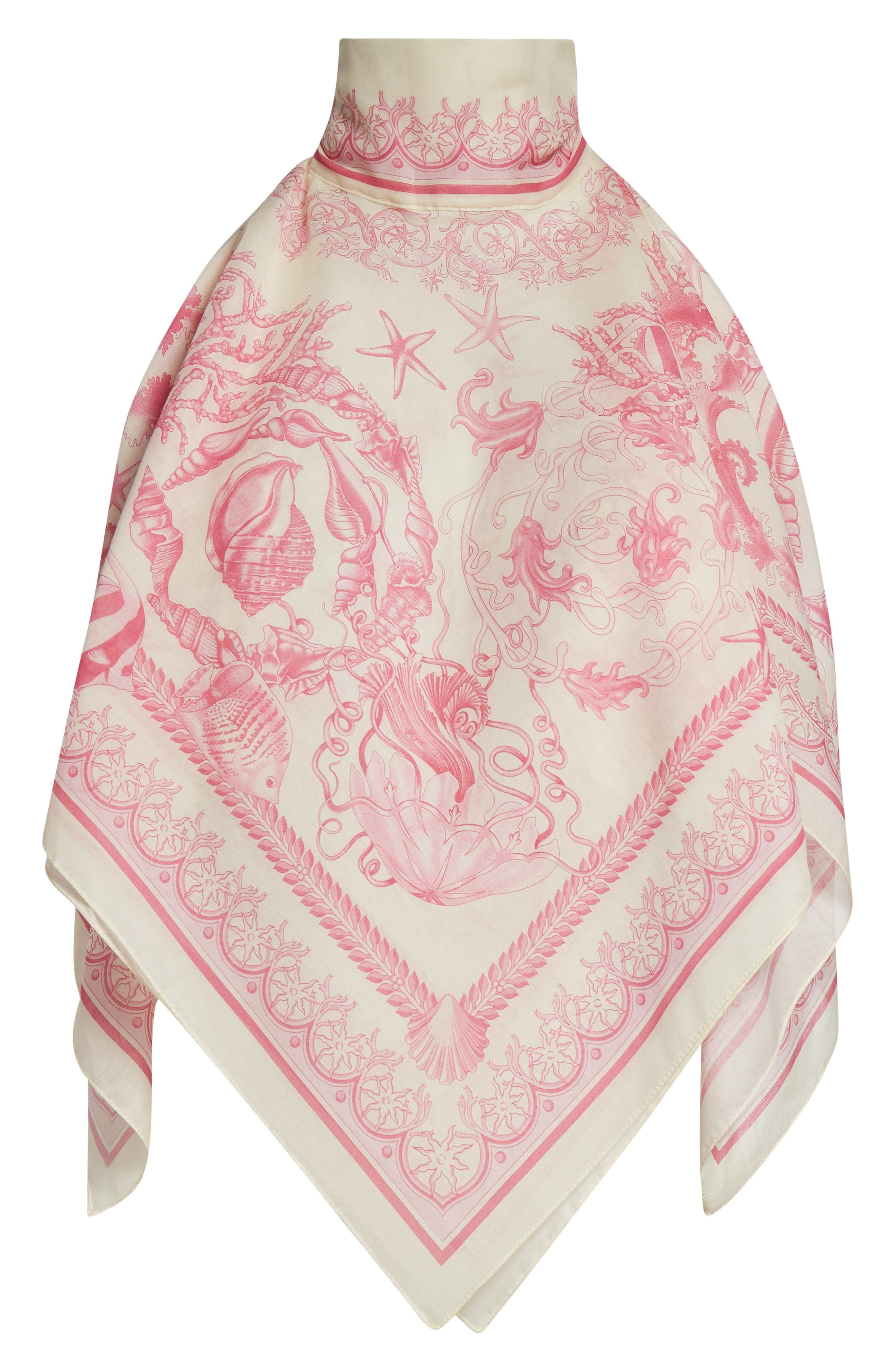 Versace Underwater Barocco Voile Cover-Up Scarf Top in Eggshell Dragonfruit at Nordstrom - 7