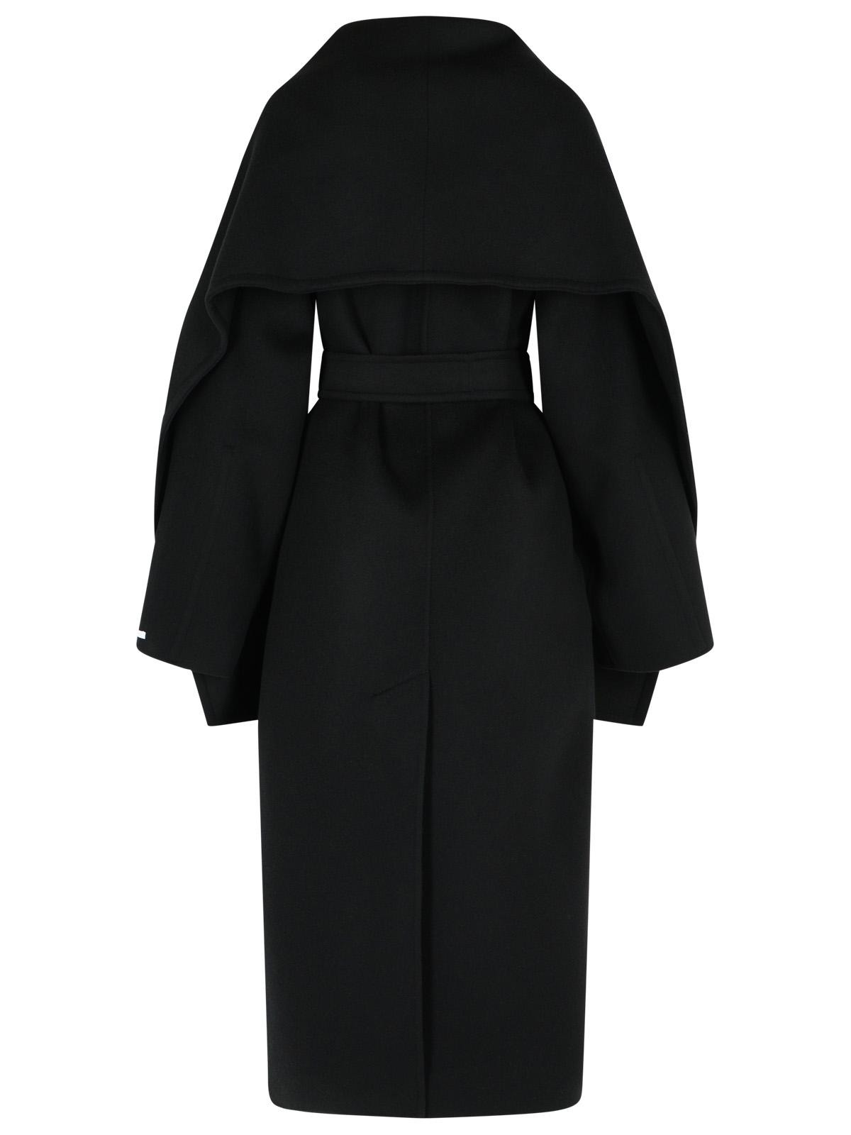 Sportmax Baldo' Black Virgin Wool Coat With Scarf Collar Women - 3