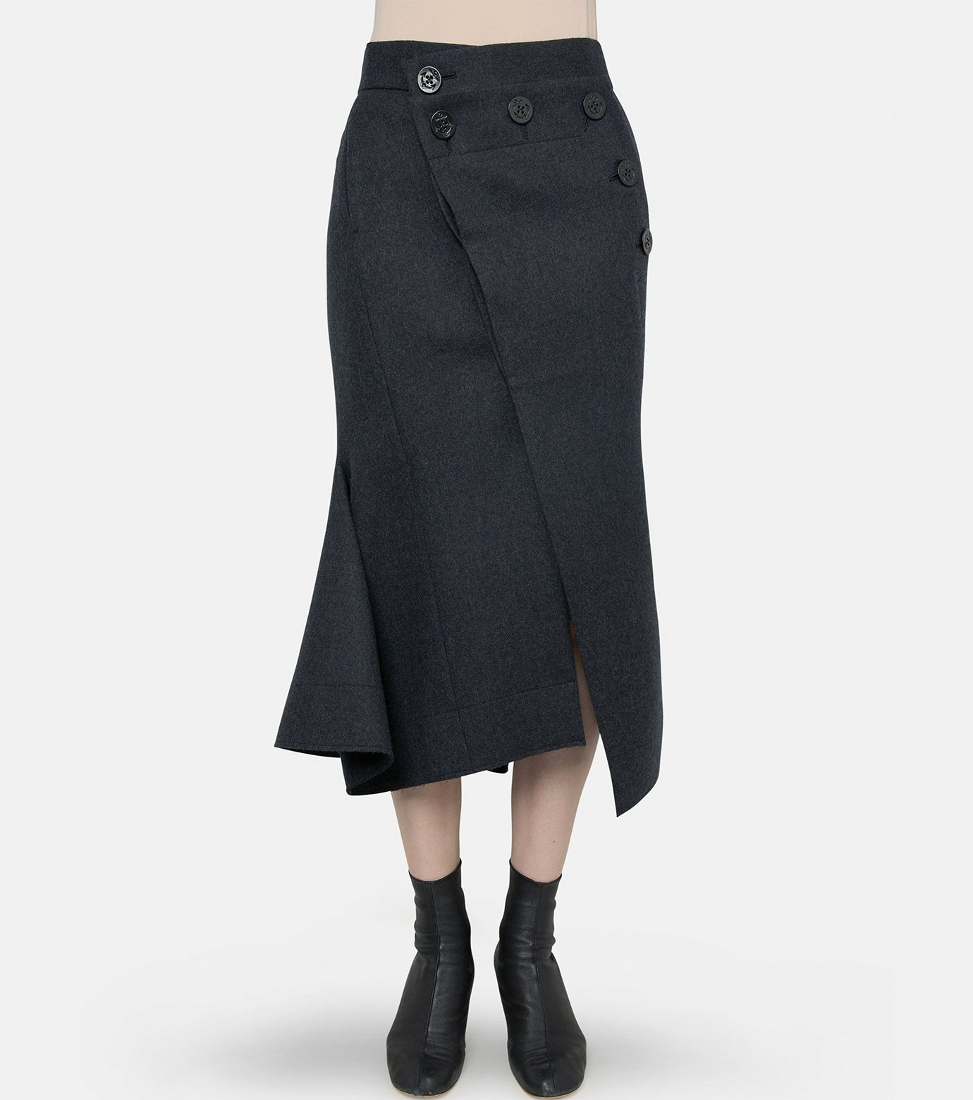 Wool Melton Midi Skirt - 2