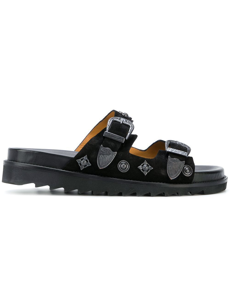 decorative studs buckle leather sandals 1