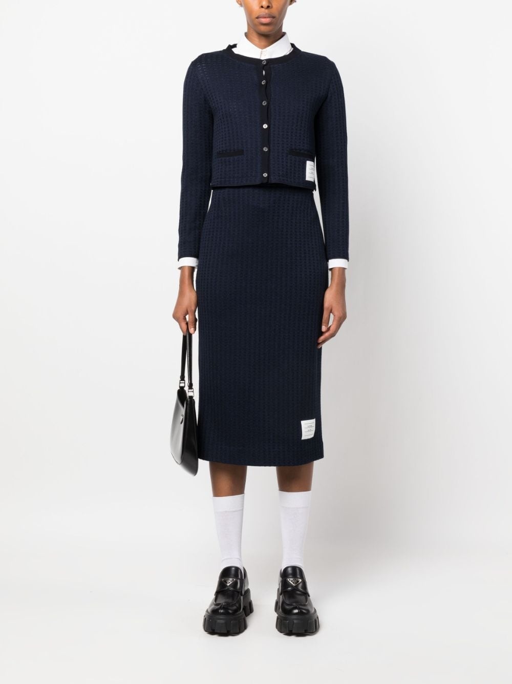 logo-patch jacquard skirt - 2