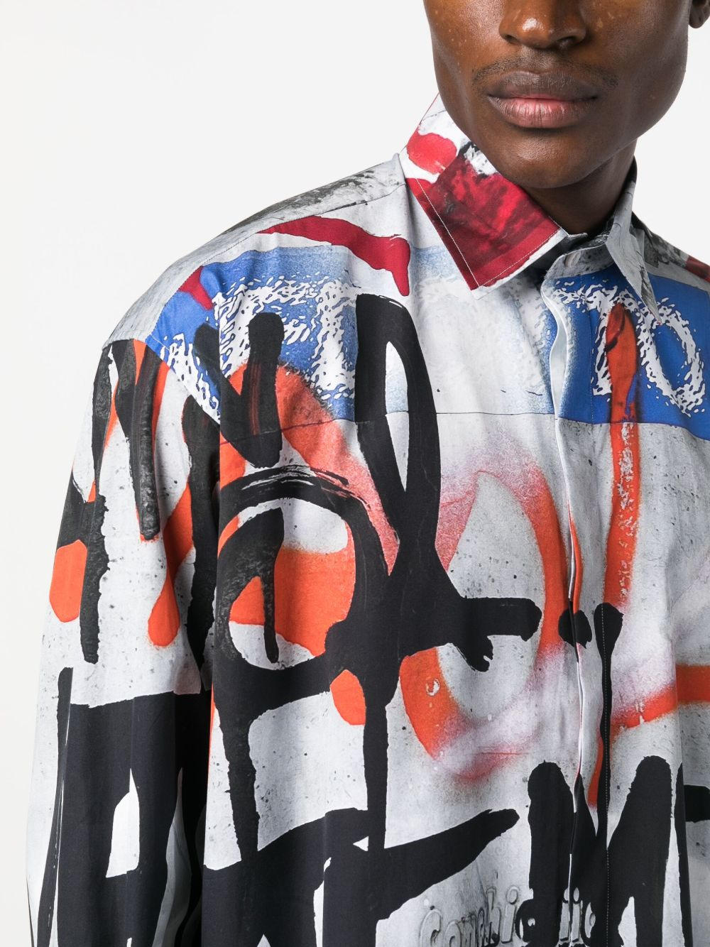 graffiti-print long-sleeve cotton shirt - 6