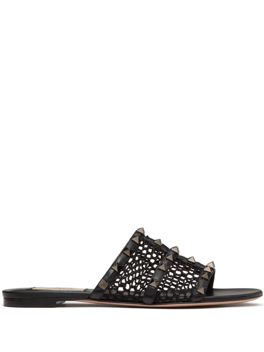 Rockstud-embellished interwoven slides - 1