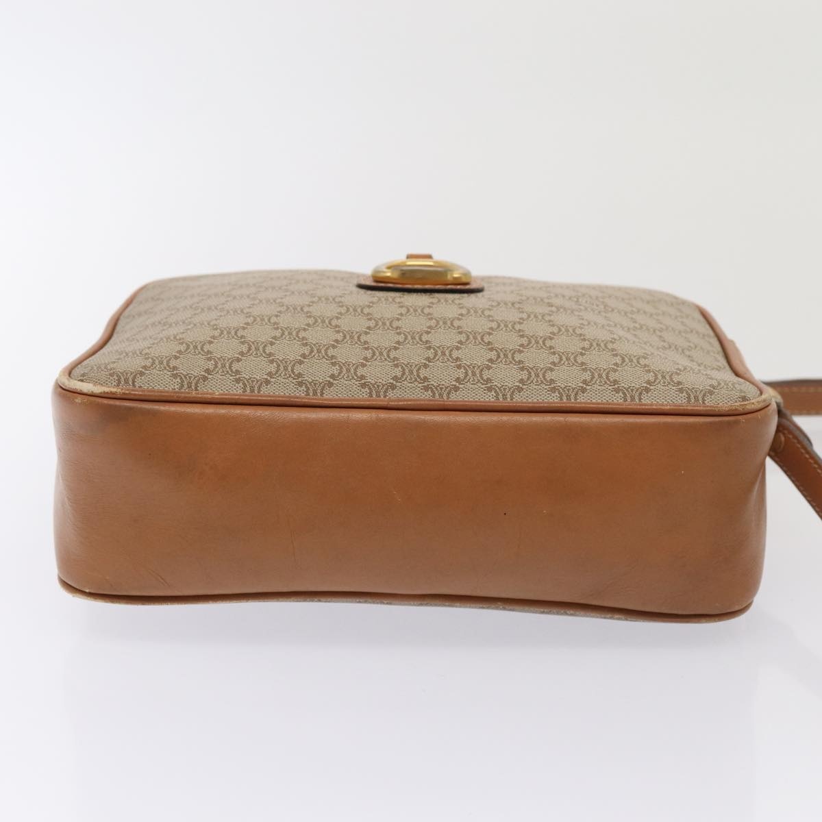 CELINE Macadam Canvas Shoulder Bag Beige Gold - 5
