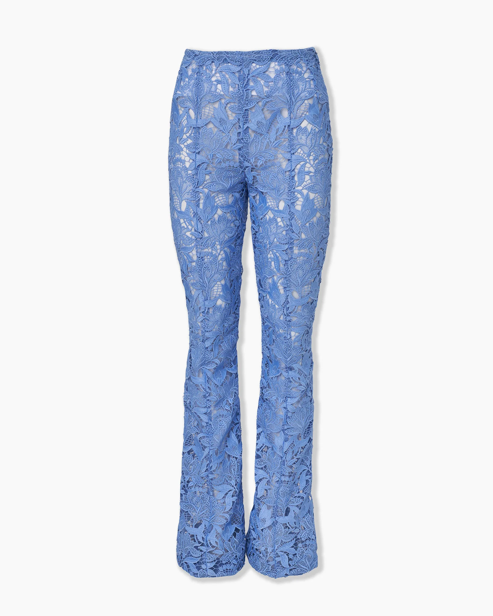 Tulip-Embroidered Lace Bootcut Pants - 1