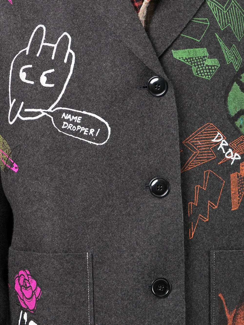 graffiti-print wool coat - 5