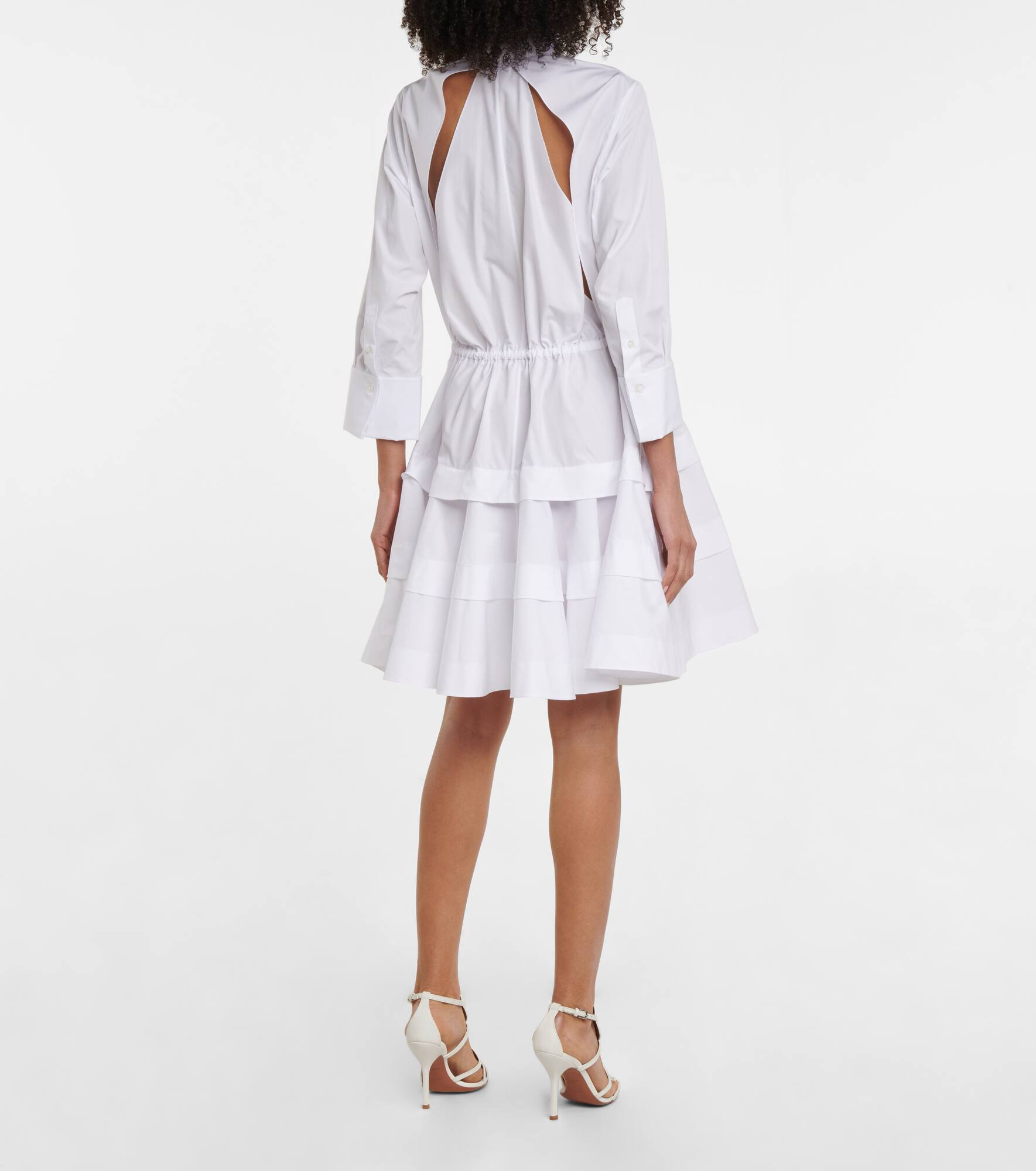 Tiered cutout cotton poplin shirt dress - 3