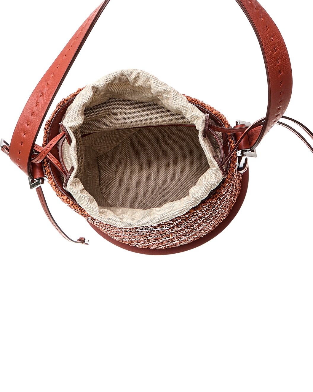 Max Mara Logo Plaque Leather-Trim Bucket Bag - 5