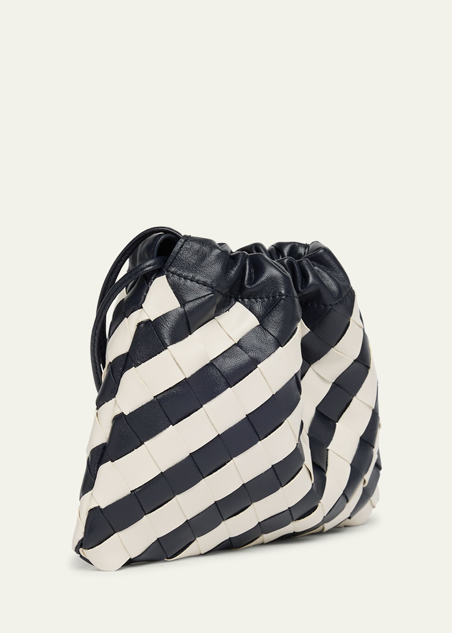 Small Striped Leather Pouch Crossbody Bag - 3