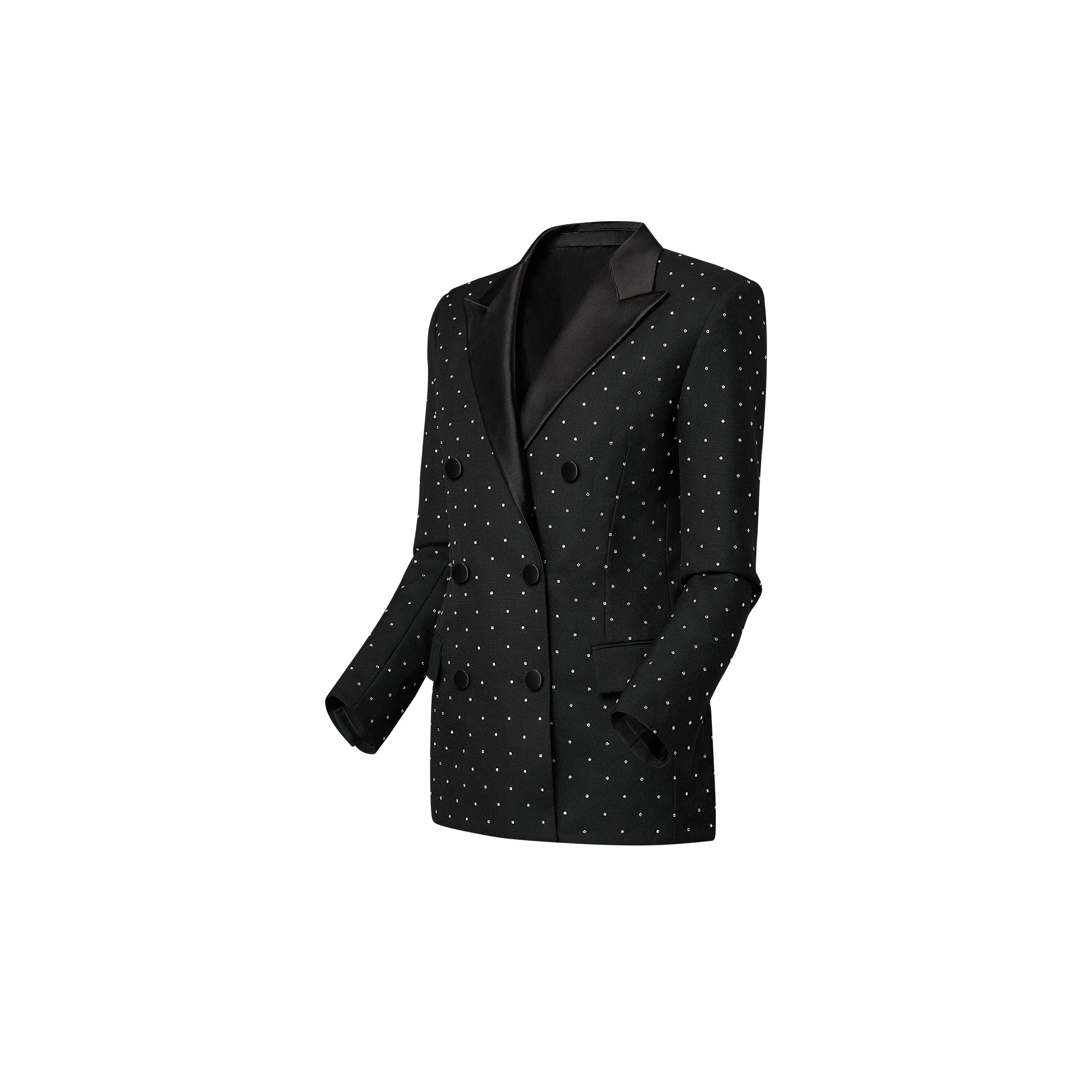 Double-Breasted Rhinestone Blazer - 2