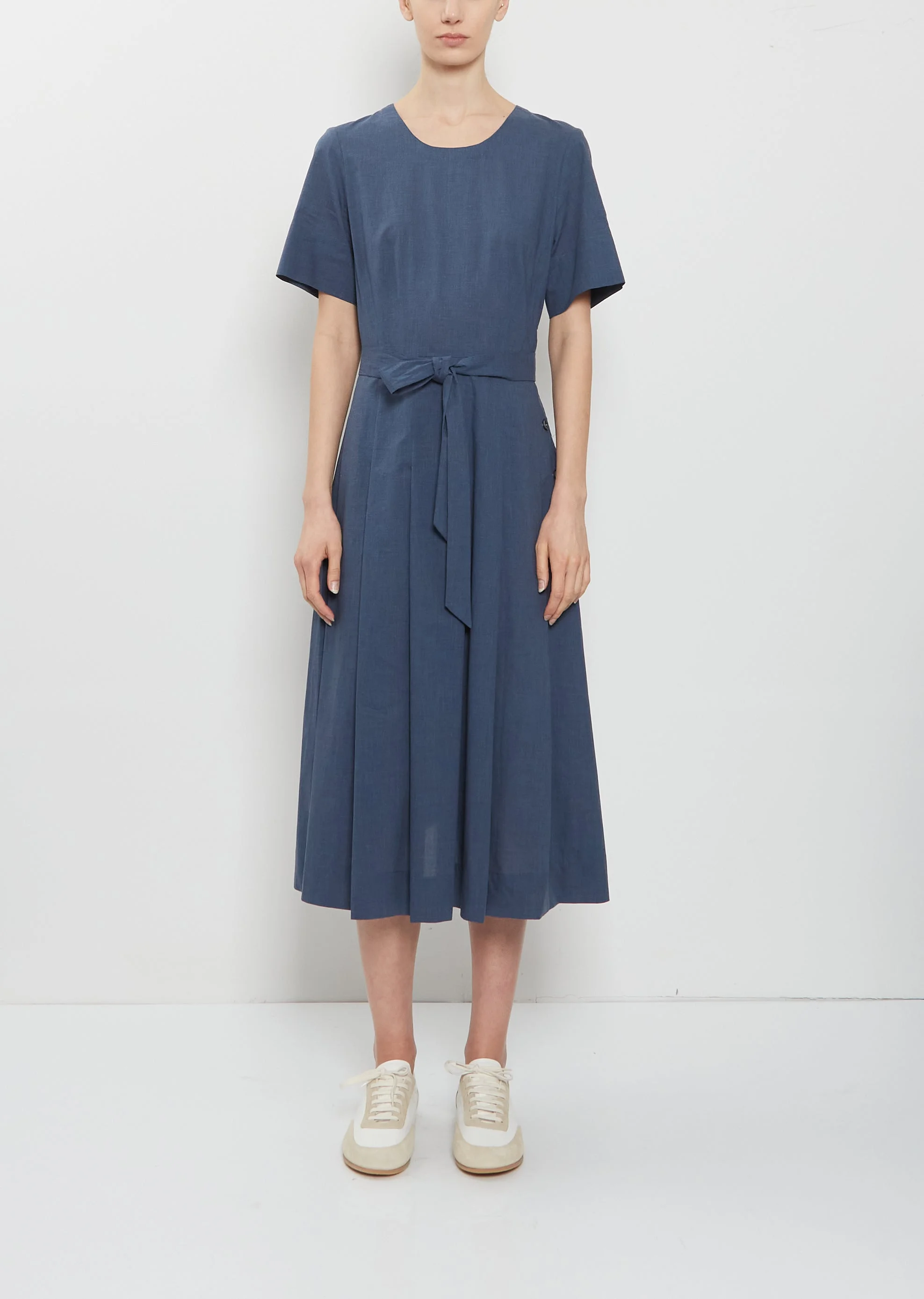 Belt Tie Cotton Dress - 1