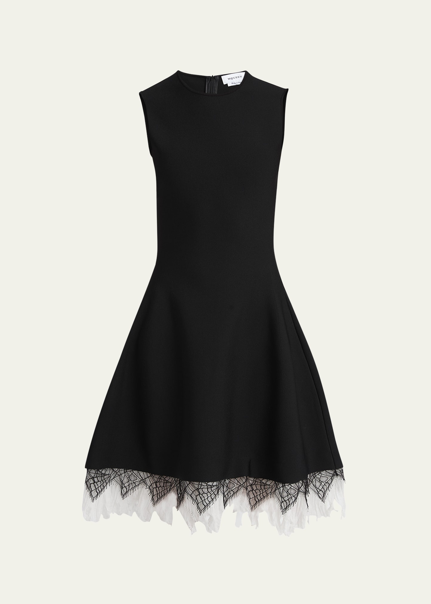 Lace-Hem Volume Sleeveless Dress - 1